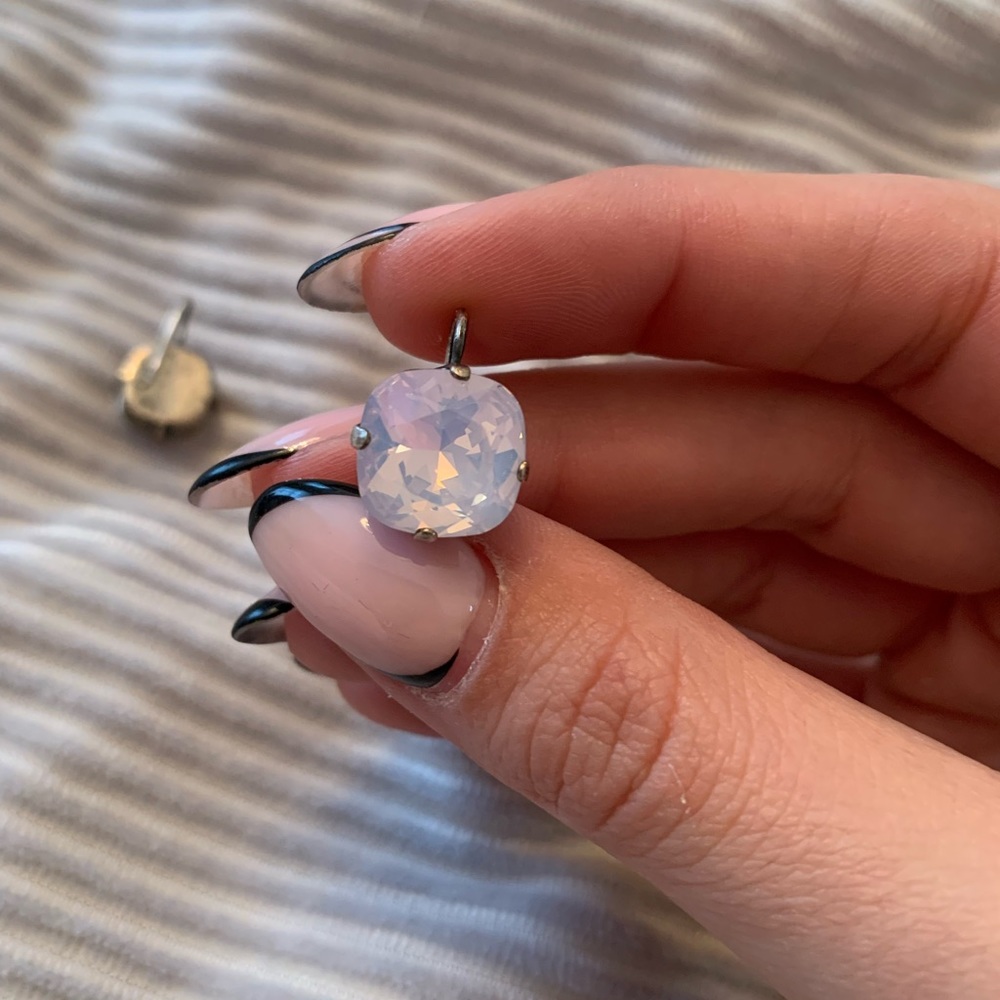 Pink Stone Drop Earrings
